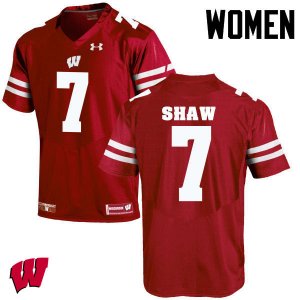 Women's Wisconsin Badgers NCAA #7 Bradrick Shaw Red Authentic Under Armour Stitched College Football Jersey TY31F41DD
